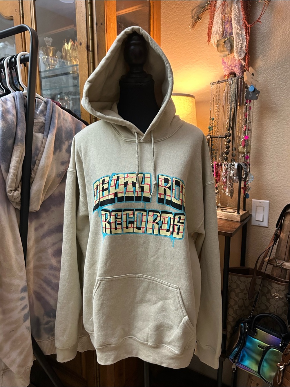 Death Row Records Logo Hoodie - Cream Pullover